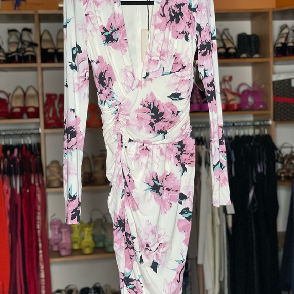 Ruched Floral Mini Dress - Picture 2 of 3